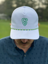Load image into Gallery viewer, Suave Classic Snapback | White with Green & Yellow Rope