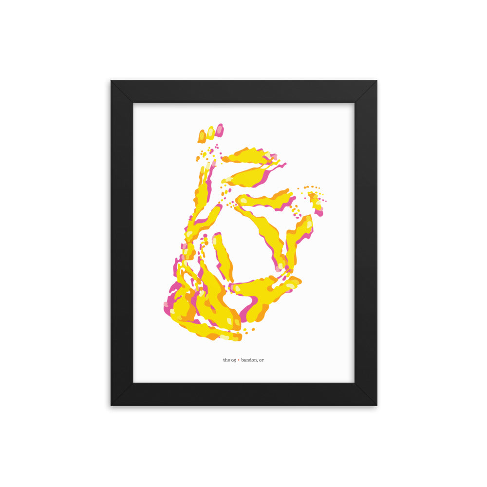 Bandon OG Dystopo Map - Yellow (Framed)