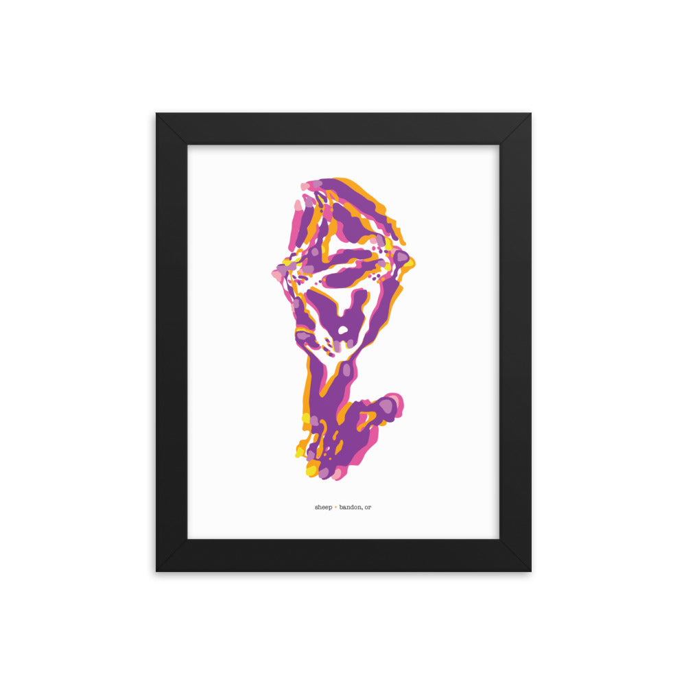 Sheep Dystopo Map - Purple (Framed)