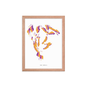 Trails Dystopo Map - Orange (Framed)