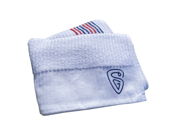 Suave Club Towel | White w/ Blue & Red Stripes